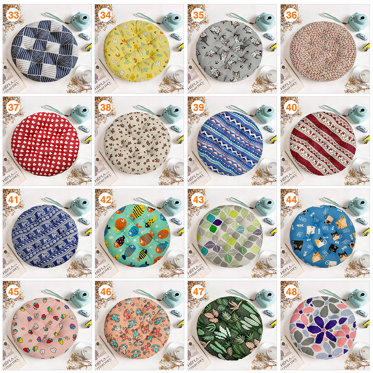 Đệm Tròn Ngồi Bệt PATTERN PHAM (40,45,50cm) (NO17-32)