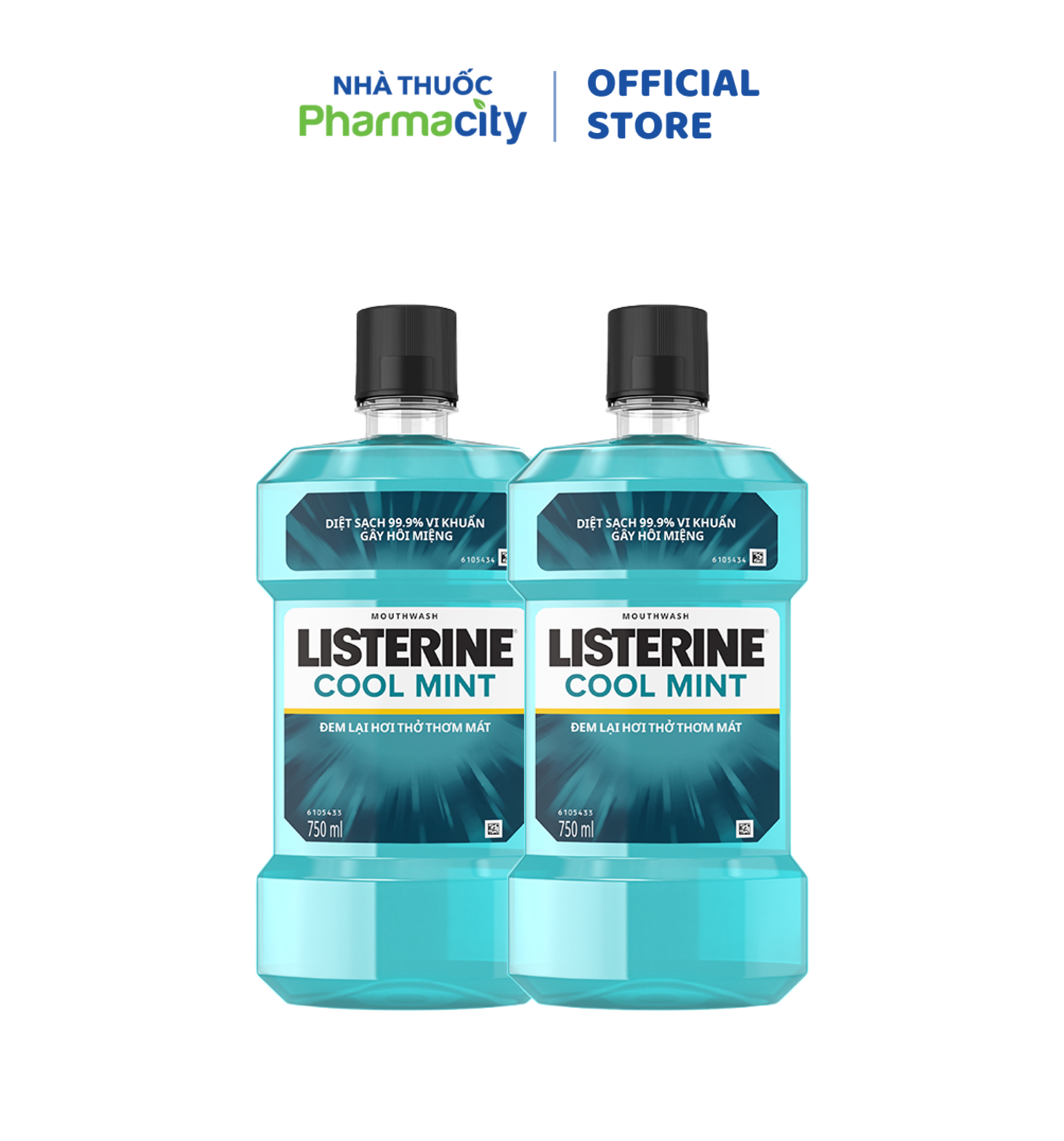 Bộ đôi nước súc miệng Listerine Cool Mint (Chai 750ml)