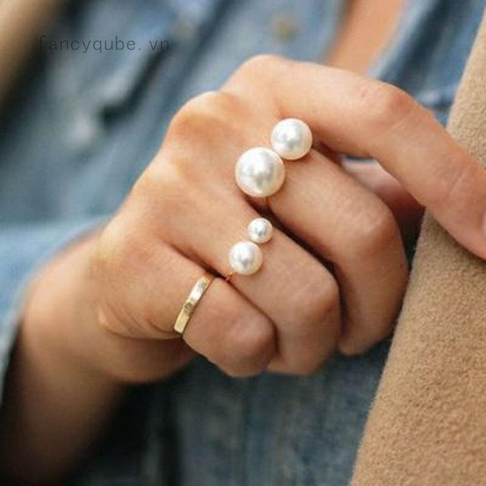 [HCM]Nhẫn hở đính hạt trai bản to cá tính
