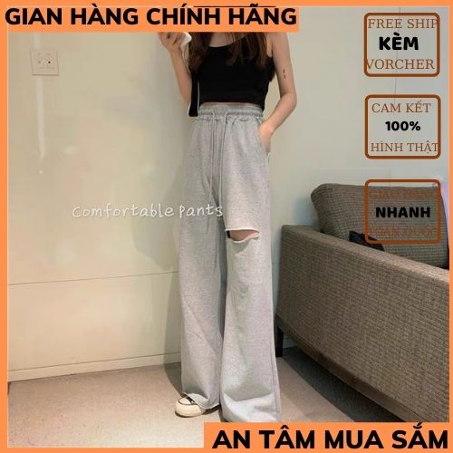 Quần nỉ ống rộng UNISEX ,quần ống rộng rách gối TRÁI, quần nỉ nư ống rộng ,quần nỉ phong cach hàn quốc ,quần nỉ ulzzang ,SUMO1986,quần jogger nữ ,quần nỉ nữ bom ,quần nam nữ unisex, quần thể thao nam nữ