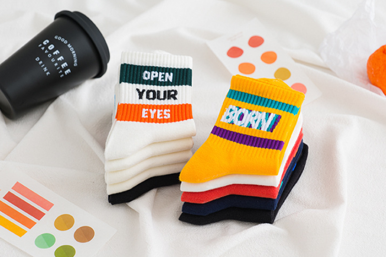 Set 10 đôi Tất cao cổ CHỮ style Hàn 2020