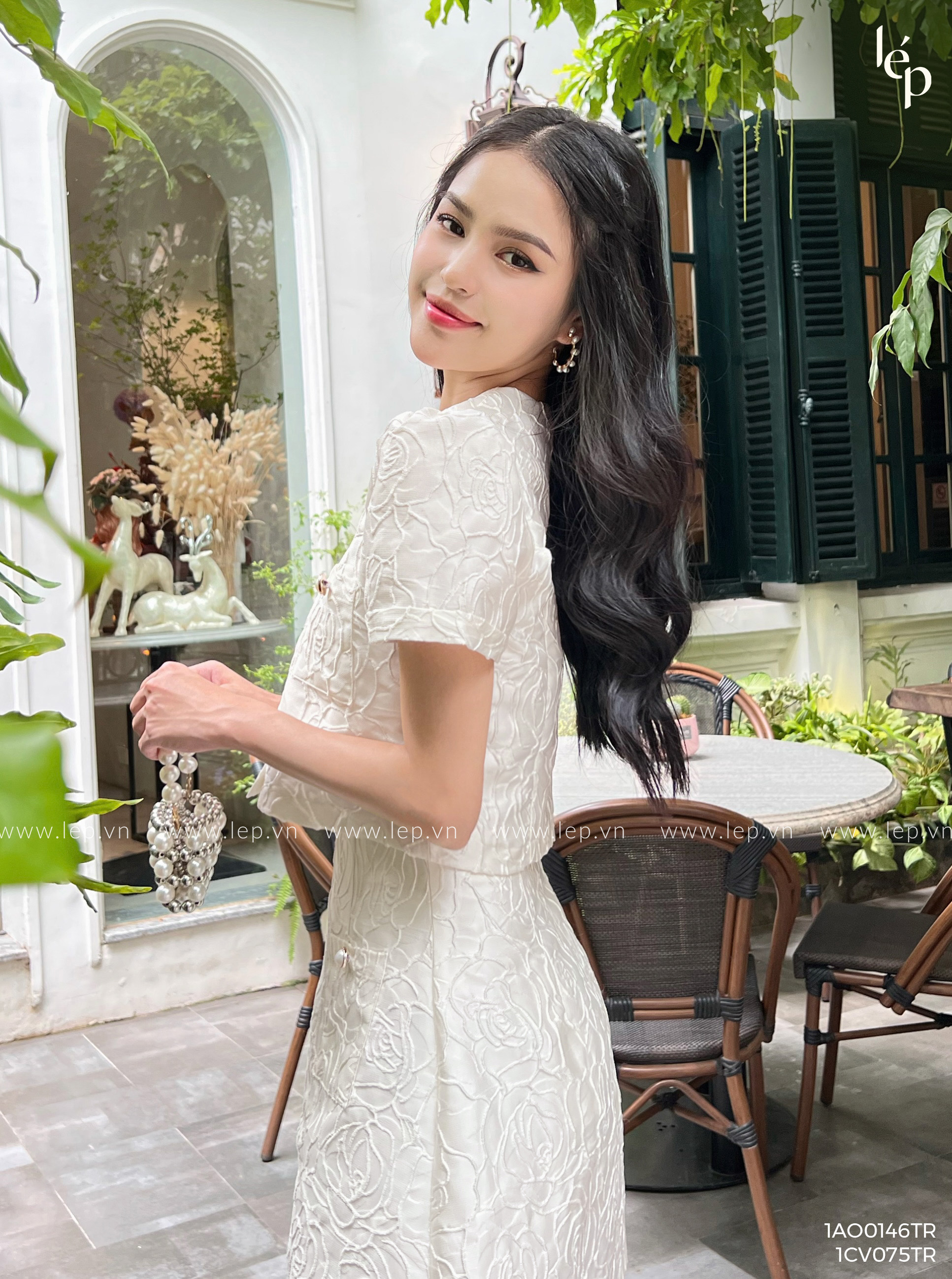 Set Áo Váy Gấm Cúc Ngọc Lep'