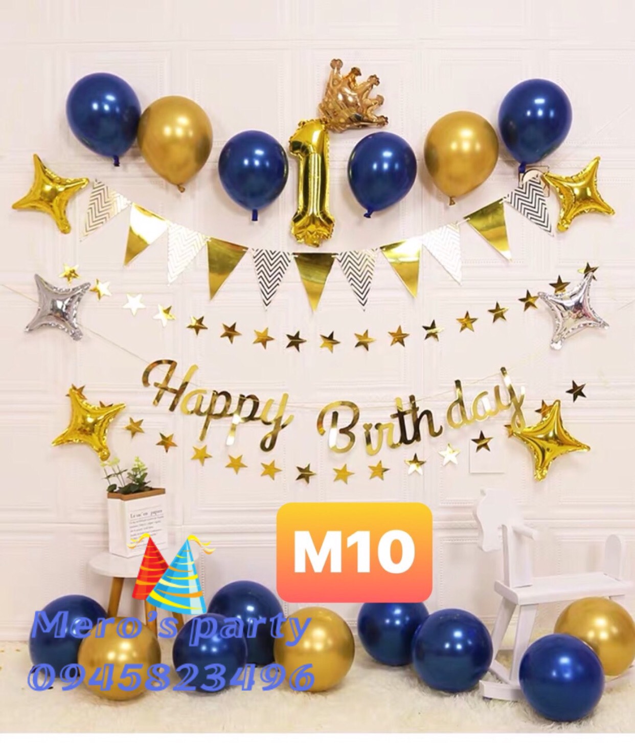 set trang trí sinh nhật ép kim