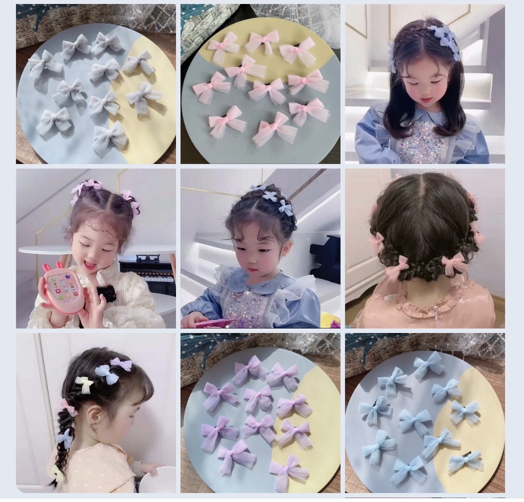 Set 10 kẹp tóc nơ xinh xắn đang yêu cho bé