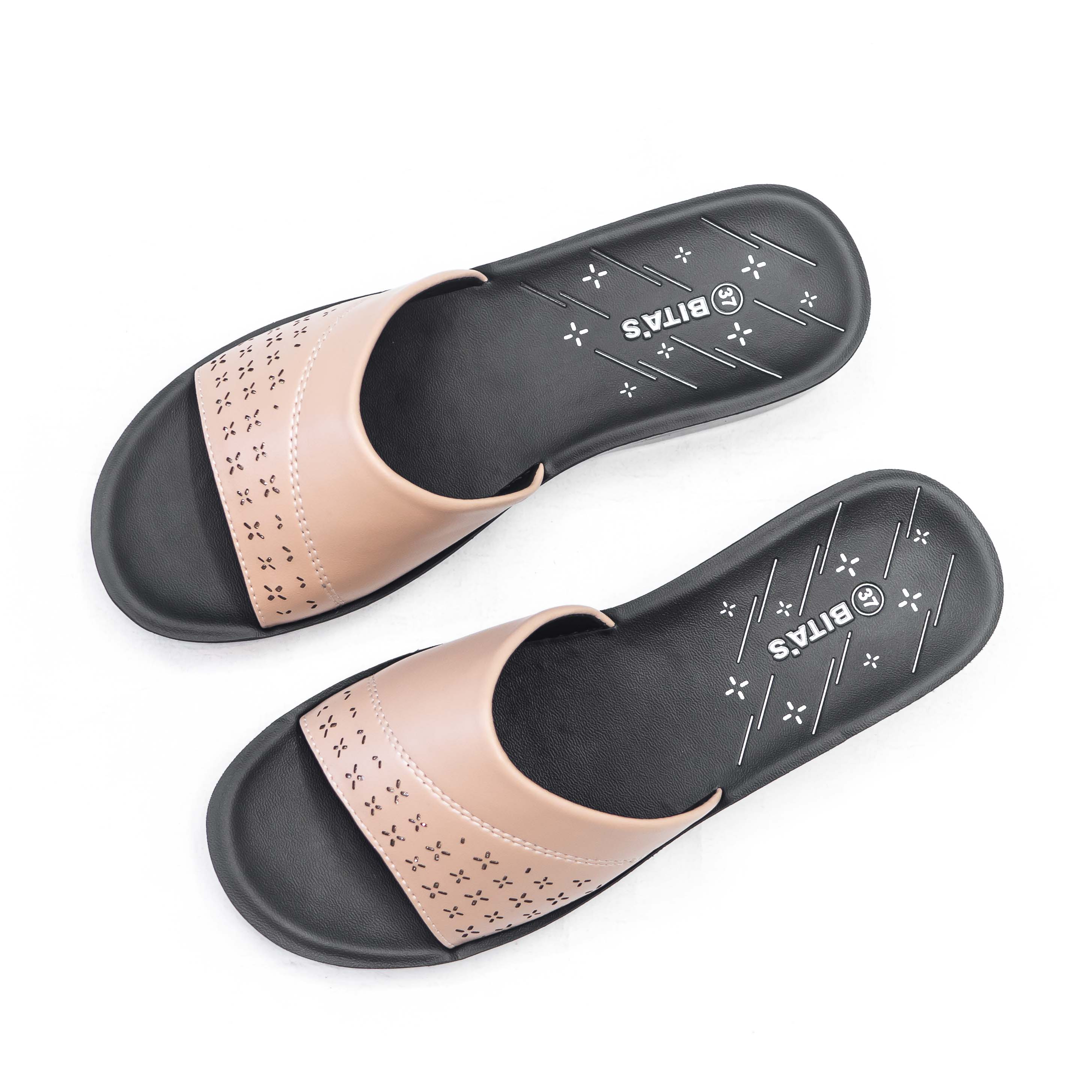 [Refund] Bita's Women's Low-Heel Sandals Dan.114 (Black + Red + Cream + Cow Gold) - Bitas