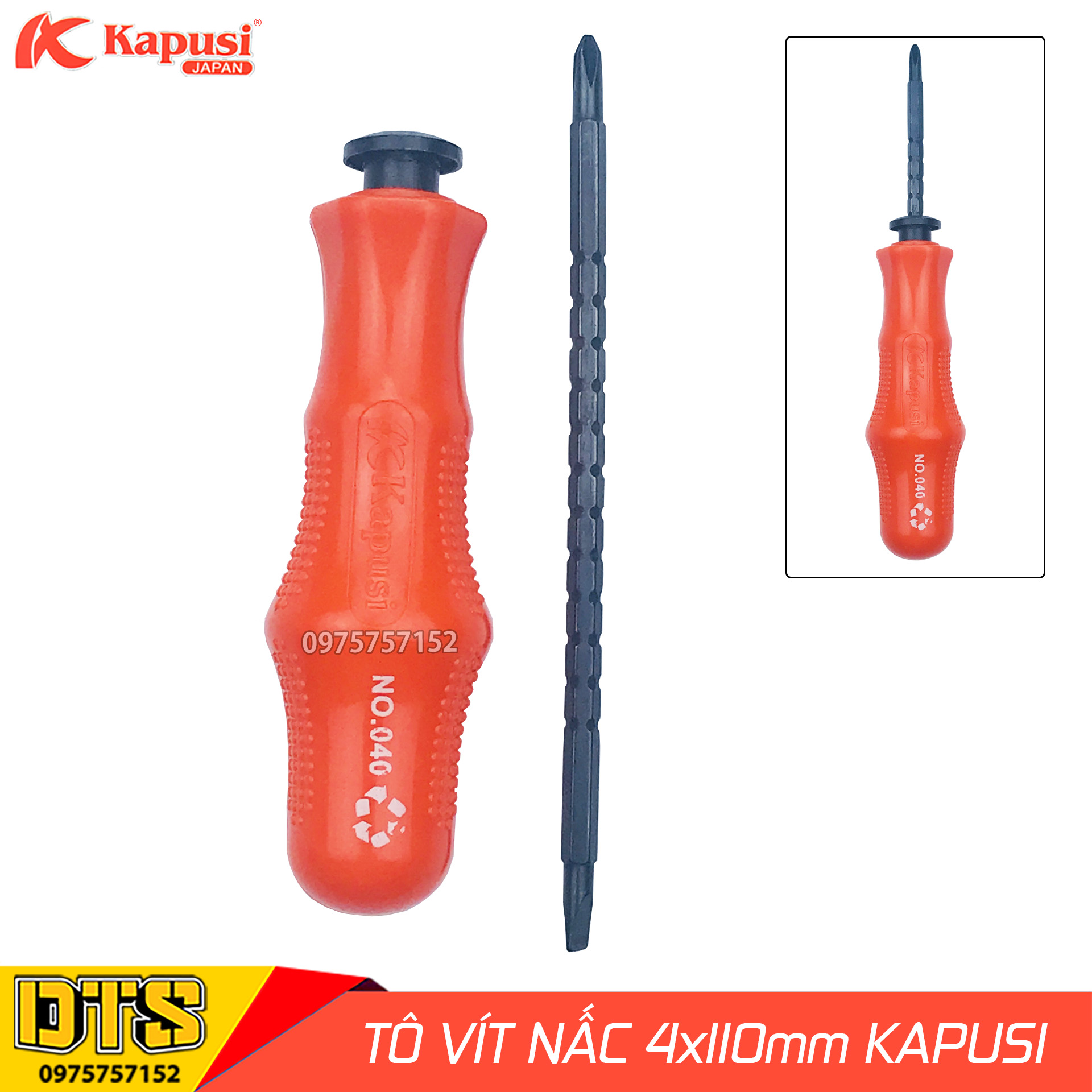 Tô vít nấc 2 đầu Kapusi 110mm, tuốc nơ vít dẹp và bake trở đầu ngắn