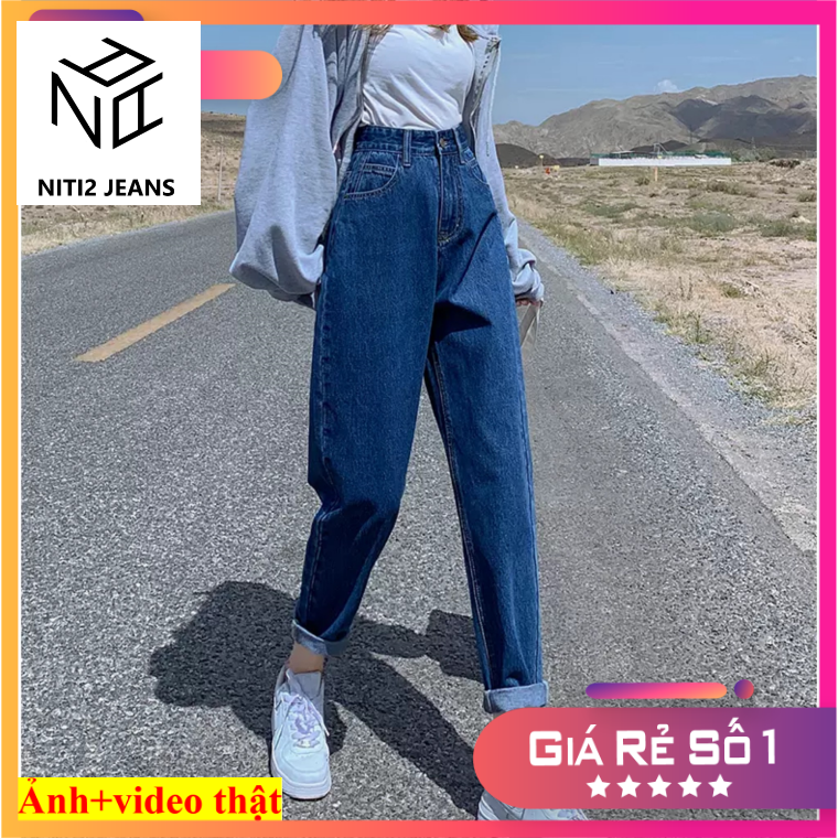 [ MÃI ĐẸP ] QUẦN BAGGY JEAN NỮ TRƠN CƠ BẢN MÀU XANH ĐẬM CAO CẤP NITI2 ĐỦ SIZE CHẤT VẢI SIÊU ĐỈNH SIÊU MỀM MỊN