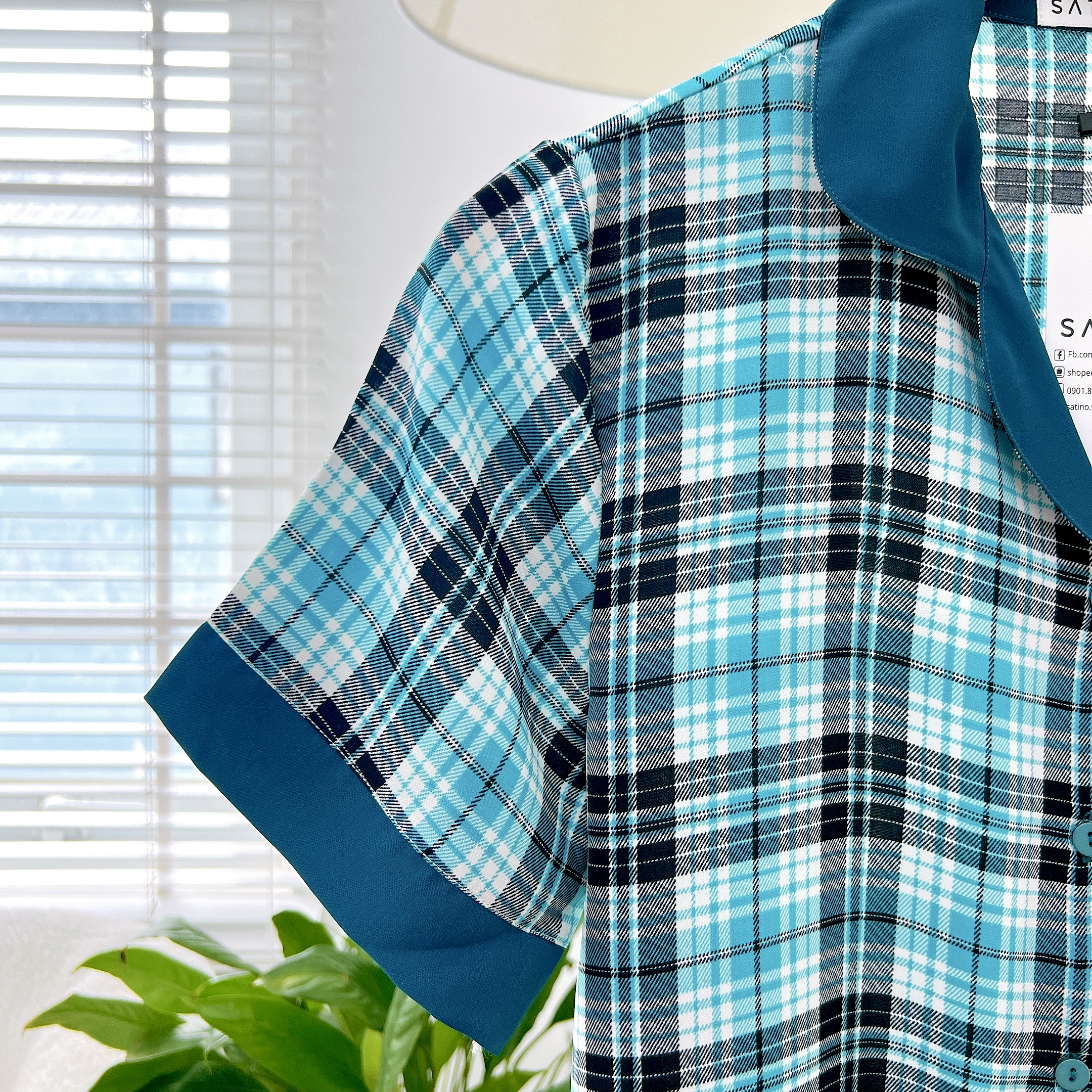 Đồ bộ mặc nhà, đồ ngủ, Pijama nữ Lụa TNQL Satino - Lida Blue Gray