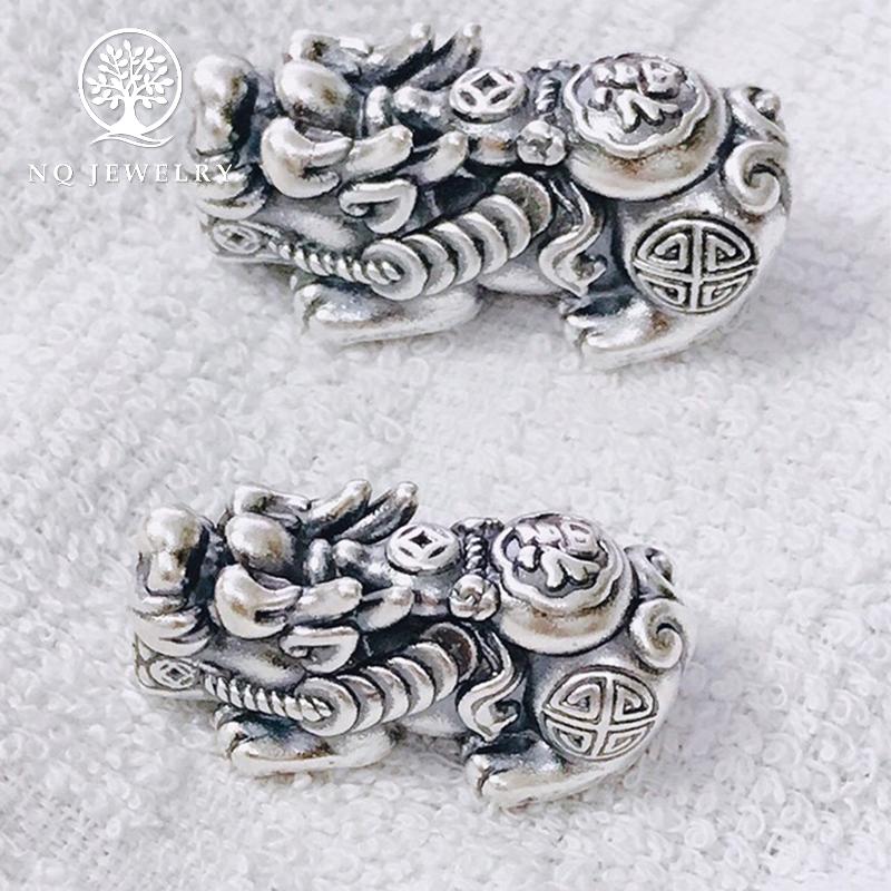 Charm bạc hình tỳ hưu bạc thái xỏ ngang kiểu 5 - NQ Jewelry