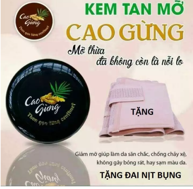 Kem tan mỡ cao gừng lá rừng tặng kèm đai nịt bụng giảm mỡ - eo thon dáng đẹp