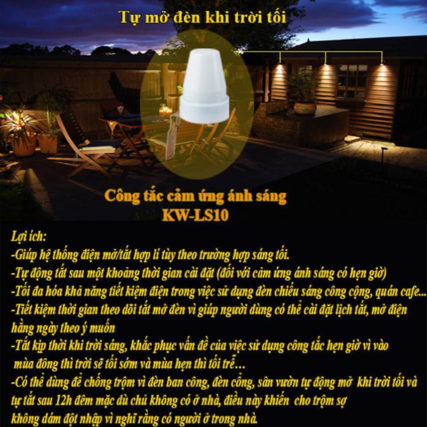 Công tắc cảm ứng ánh sáng Kawasan LS10A