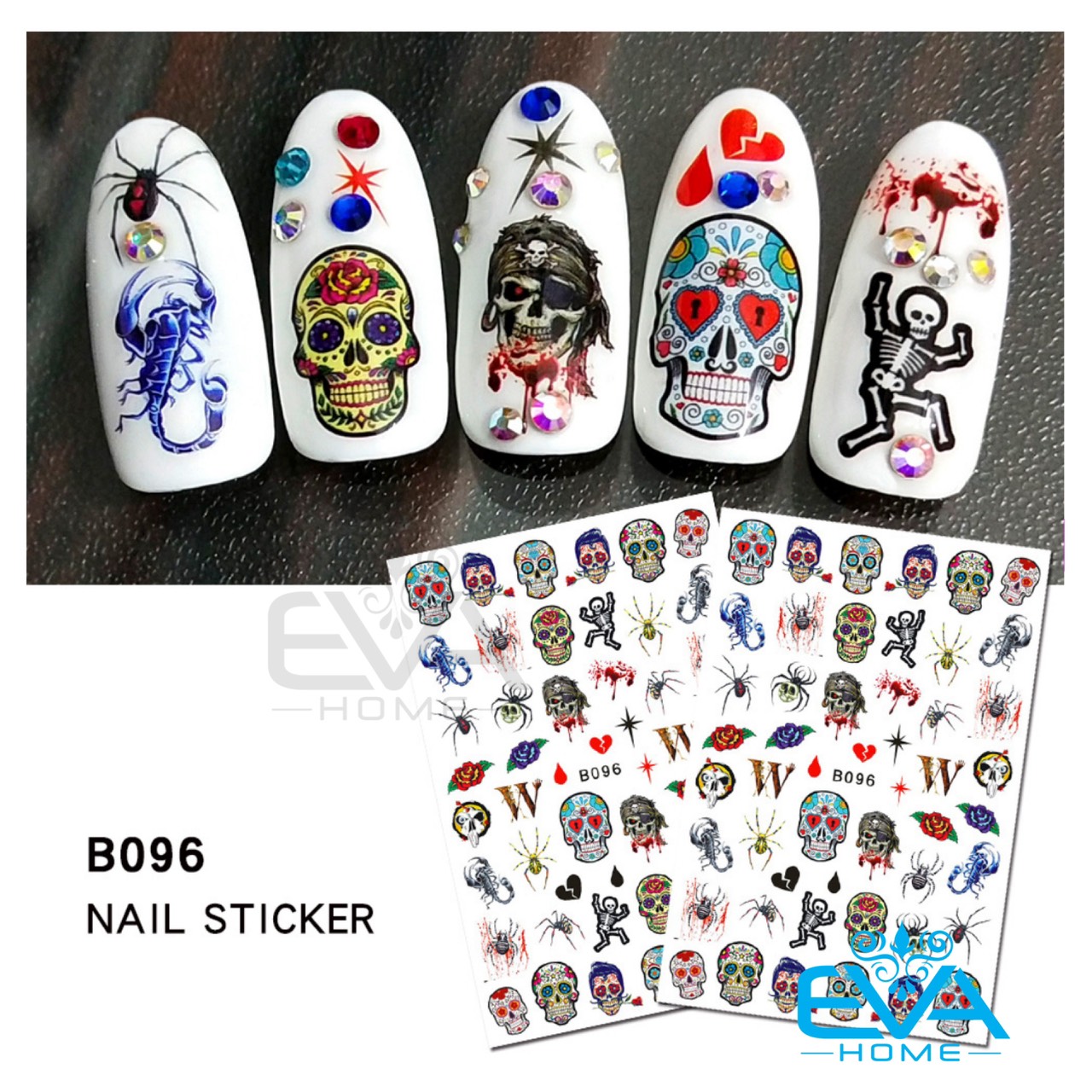 Nail sticker dán móng tay 3d dạng decal trang trí lễ hội ma quỷ halloween b919293