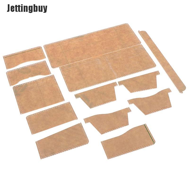 Jettingbuy 13Pcs Clear Acrylic Wallet Pattern Stencil Template Sets Leather Craft DIY Tool