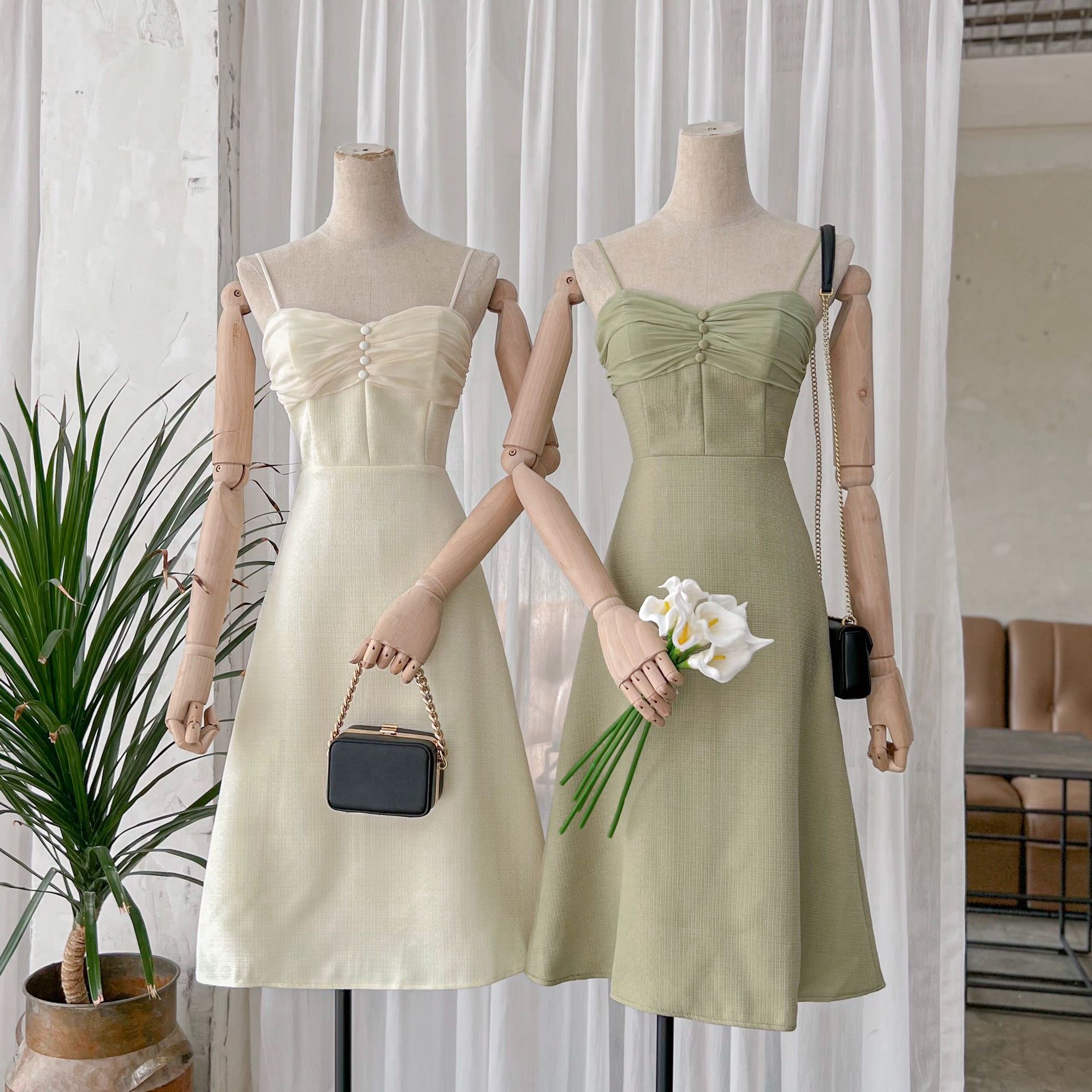 Đầm CANIVA - Đầm 2 dây nhún ngực