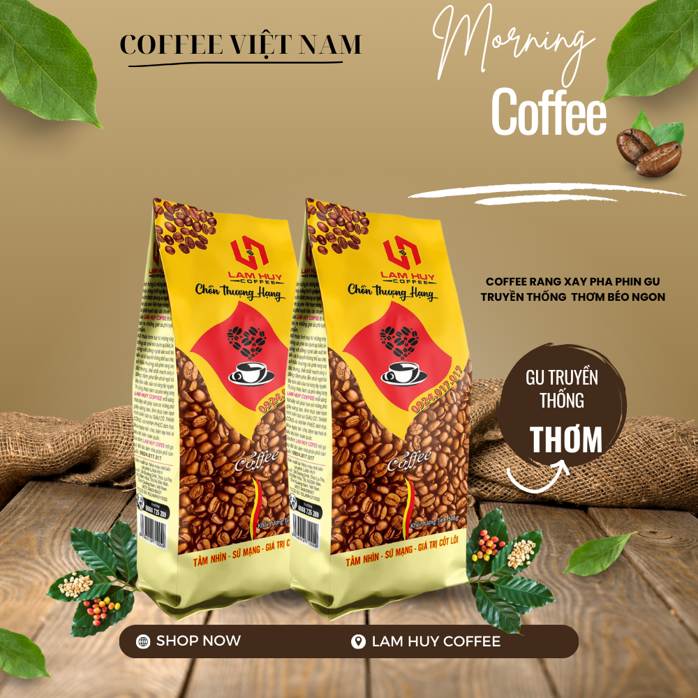 (1Kg) cà phê Lam Huy pha phin ngon đặc biệt uống bao ghiền