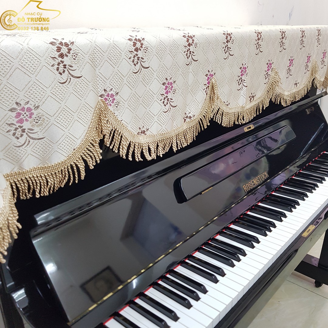 Khăn phủ đàn Piano cơ mẫu hoa hồng nâu