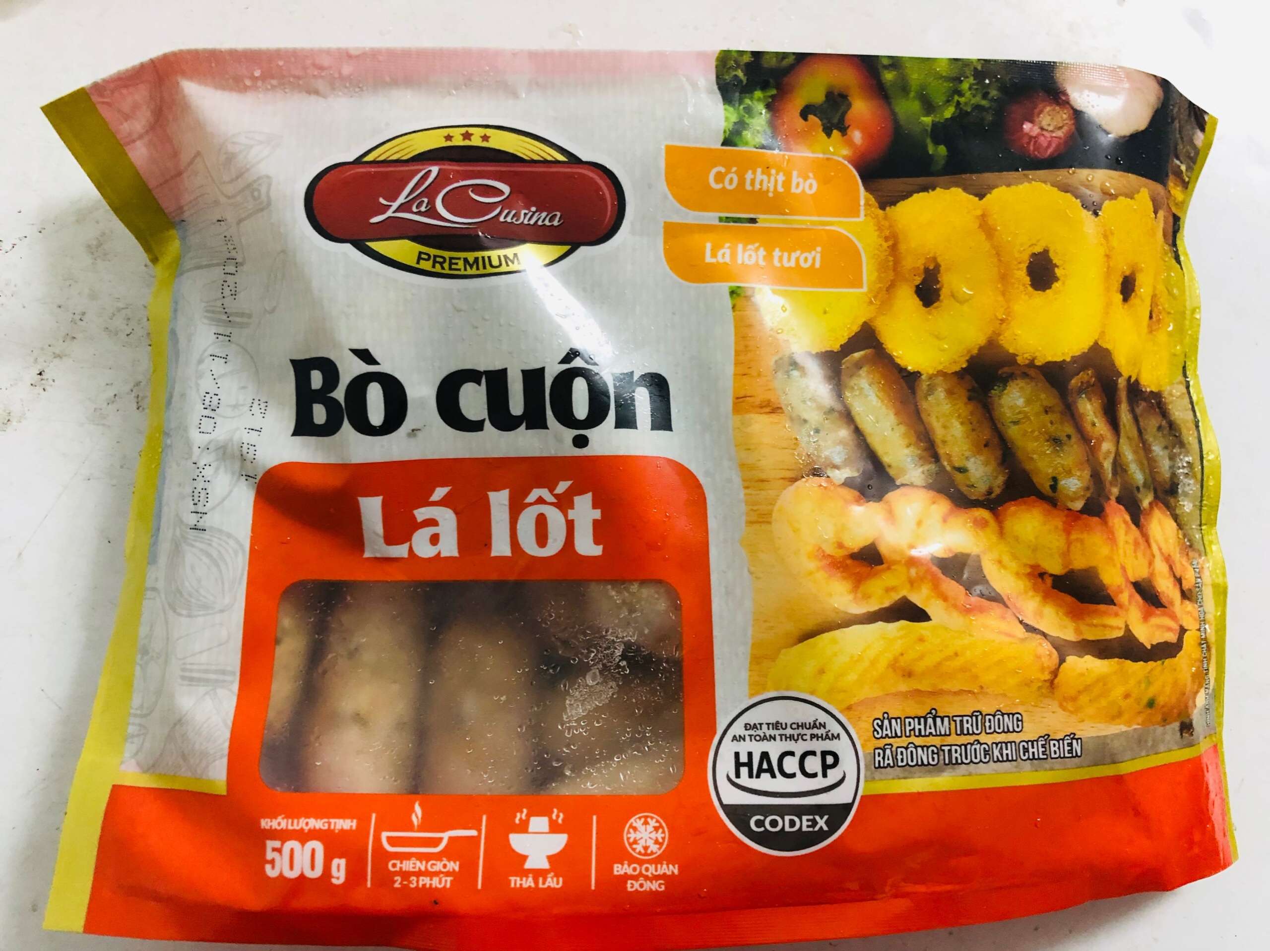 bò cuộn lá lốt thơm ngon Lacusina gói 500g