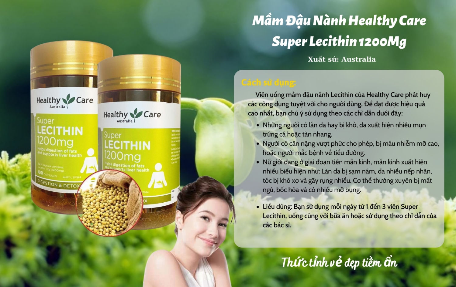 Tinh chất mầm đậu nành Healthy Care Super Lecithin 1200mg - Hộp 100 viên