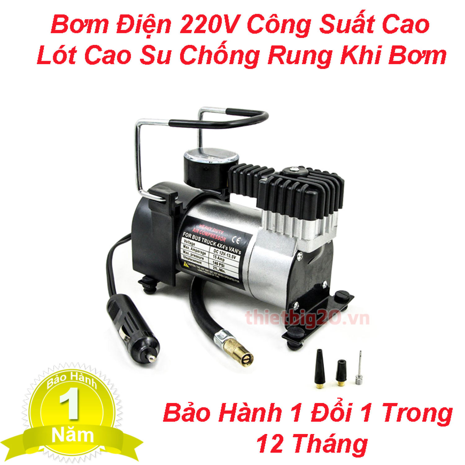 Máy nén khí mini - máy bơm hơi mini - Máy bơm lốp xe 12V, Bơm hơi Ô tô, xe máy chuyên dụng, nén khí - bơm nén khí cực ổn định. BH 1&1