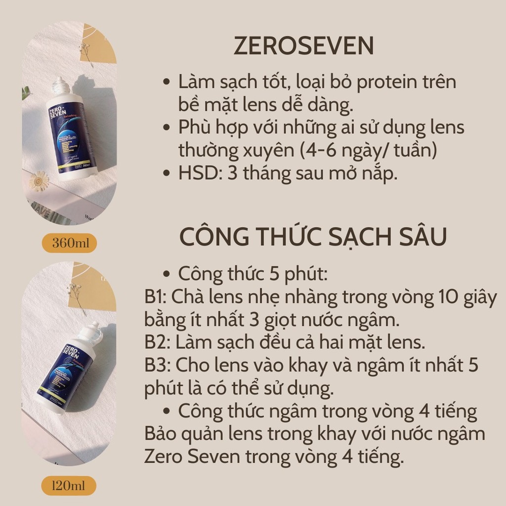 Nước NGÂM kính áp tròng Zero Seven 120ml   360ml