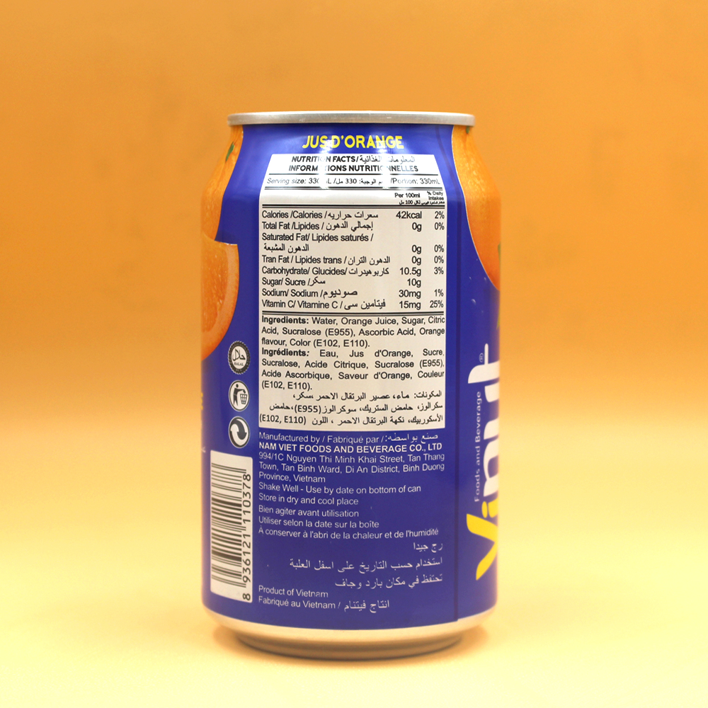[KHAY 24 LON] Nước Ép Cam Vinut 330ml