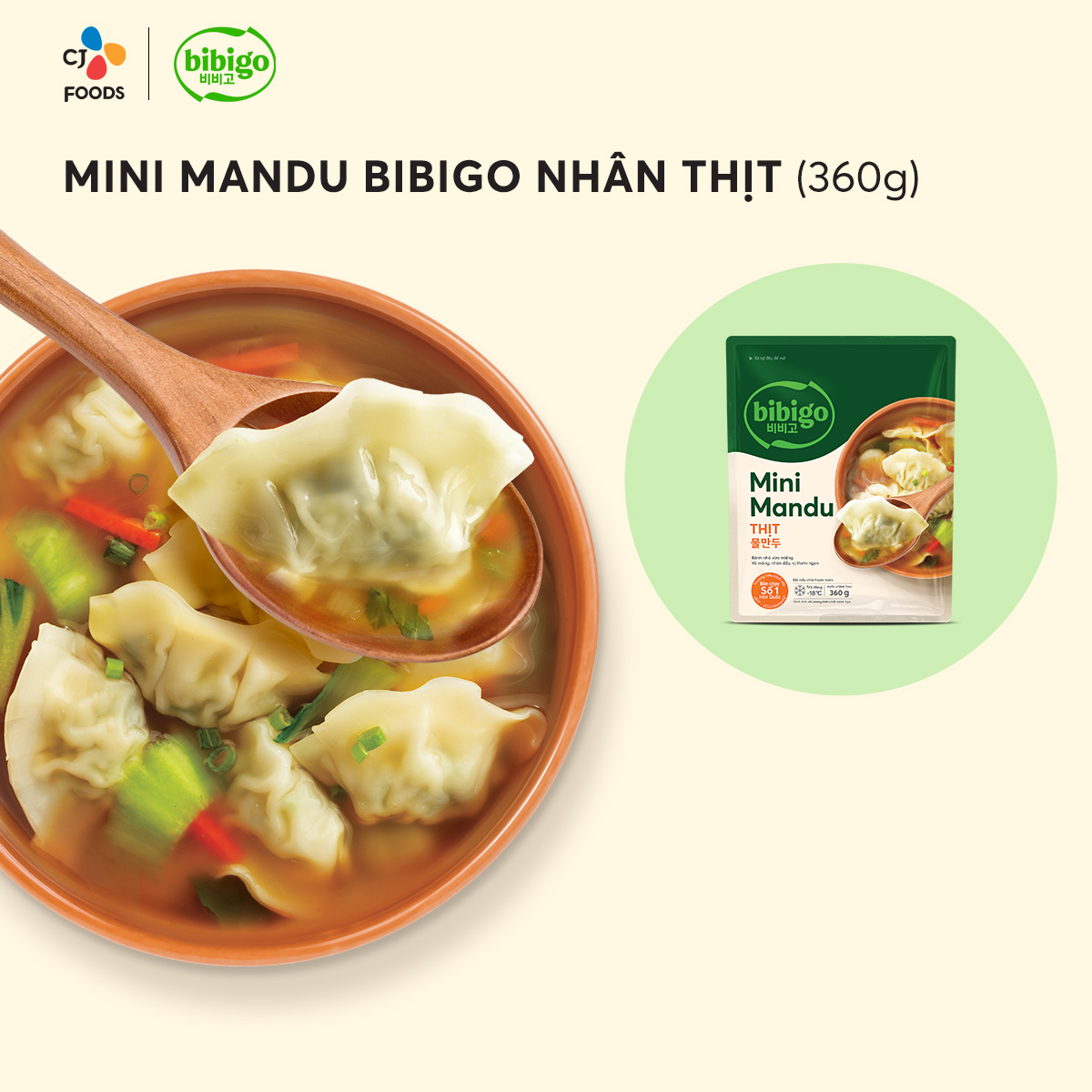 [Hỏa tốc] Bánh xếp Mandu Mini nhân Thịt Bibigo 360g