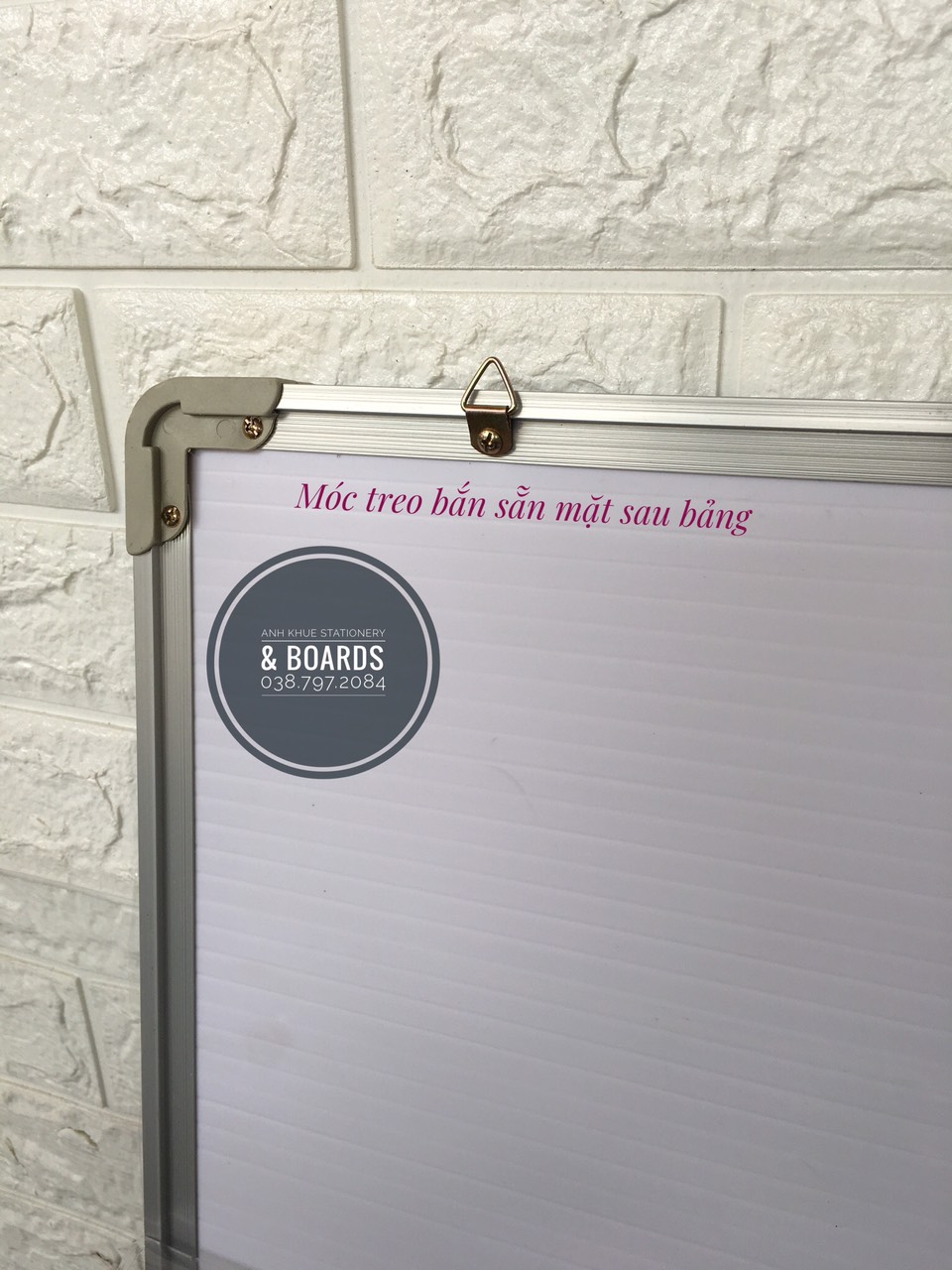 Bảng từ trắng Hàn Quốc 60*100 cm (Tặng bút lông, bông lau, nam châm dính bảng)