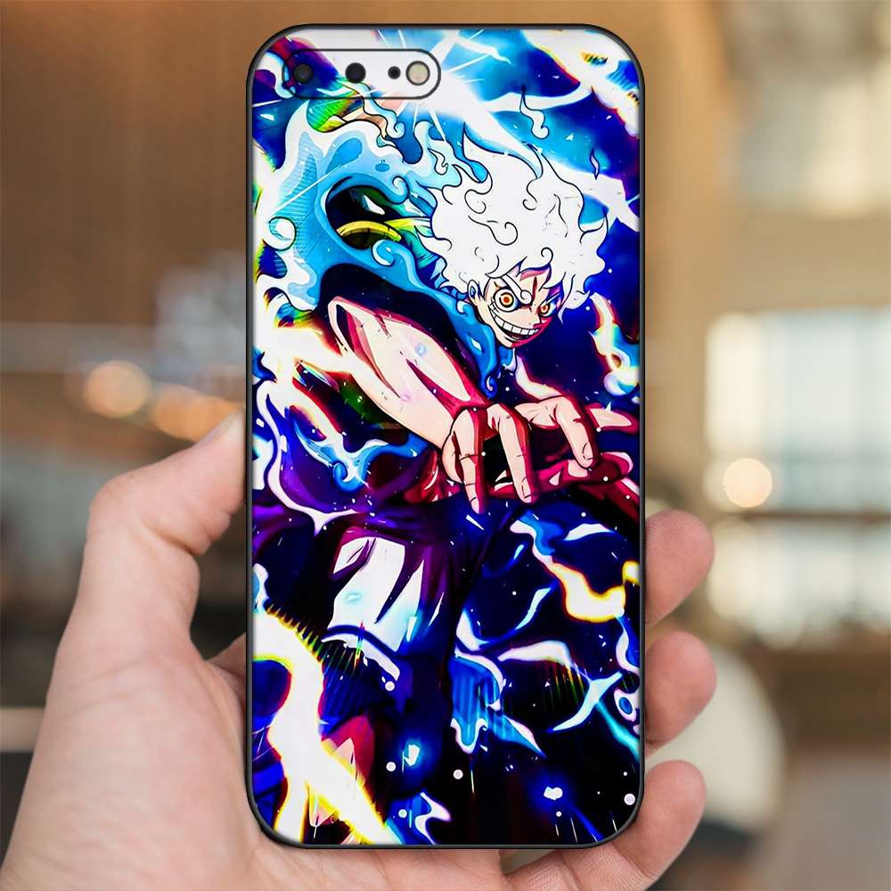 Ốp lưng iPhone 7 Plus, 8 Plus dẻo đen cạnh vuông in hình Luffy One Piece