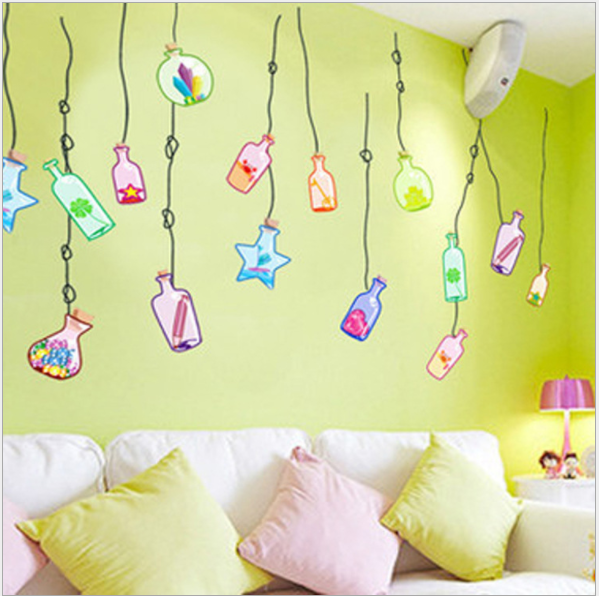 HCM Decal trang trí dây treo bình sắc màu