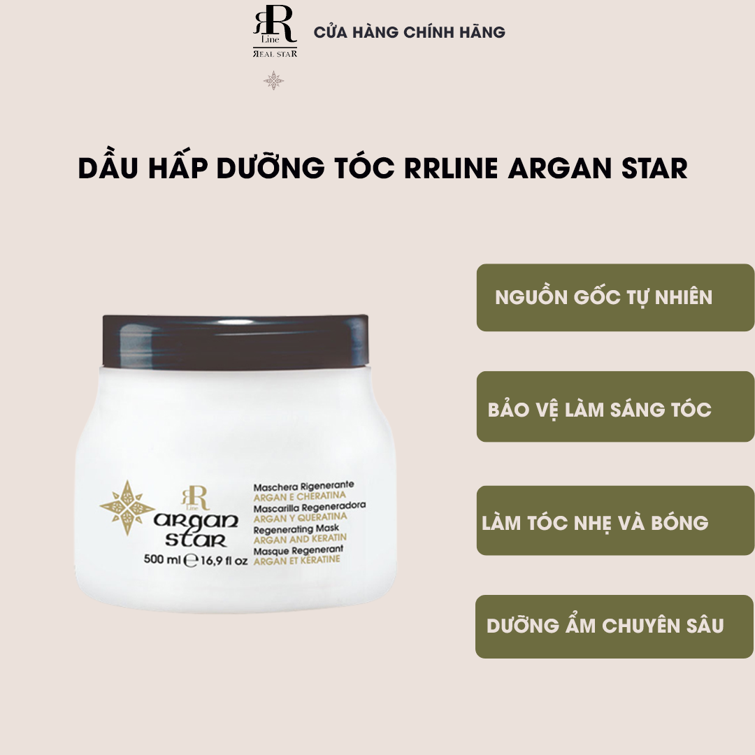 Dầu hấp dưỡng ẩm và tạo sự mềm mượt cho tóc RRline Argan Star Mask