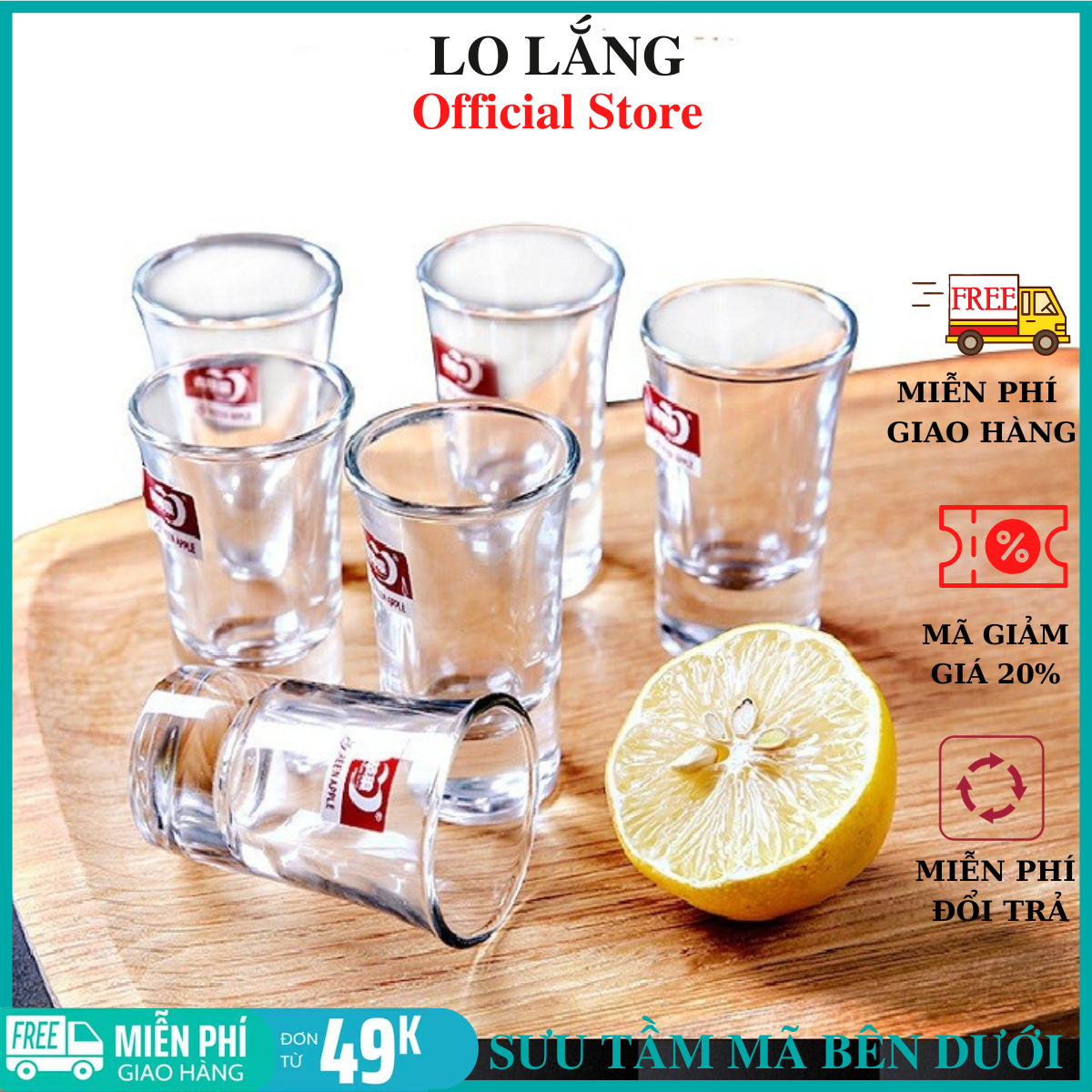 Bộ 6 ly pha lê uống rịu DELI Cao cấp sáng bóng