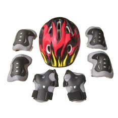 7pcs Kids Elbow Wrist Knee Pads Helmet Protective Gear Adjustable Skateboard Roller Skating Cycling Sport Safety Set(Red+Black+White) - intl