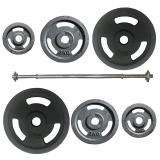 Bộ 2 tạ miếng gang tạ bánh gang 3 lỗ 2kg 3kg 5kg tặng đòn tạ dài 1m2