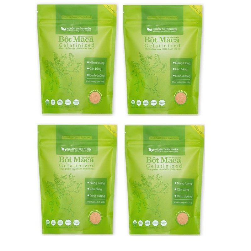 Bộ 4 gói bột Maca Nguồn Thiên Nhiên Organic Gelatinized 200g x 4