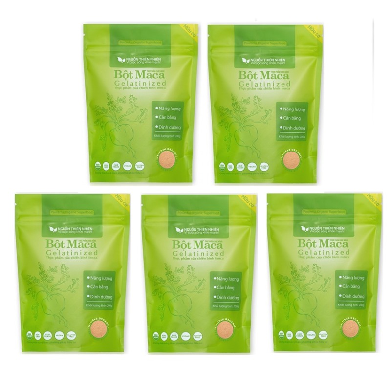 Bộ 5 gói bột Maca Nguồn Thiên Nhiên Organic Gelatinized 200g x 5