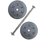 Bộ đòn tạ dài 1m2 và 20kg tạ miếng nhựa đen ( 2 miếng 10Kg)