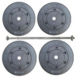 Bộ đòn tạ dài 1m5 và 40kg tạ miếng nhựa đen (4 miếng 10Kg)