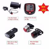Bộ phụ kiện xe đạp , Đèn pha siêu sáng cho xe đạp+đèn led hậu xe đạp+Đồng hồ đo tốc độ xe đạp +Còi 6 thanh cho xe đẹp