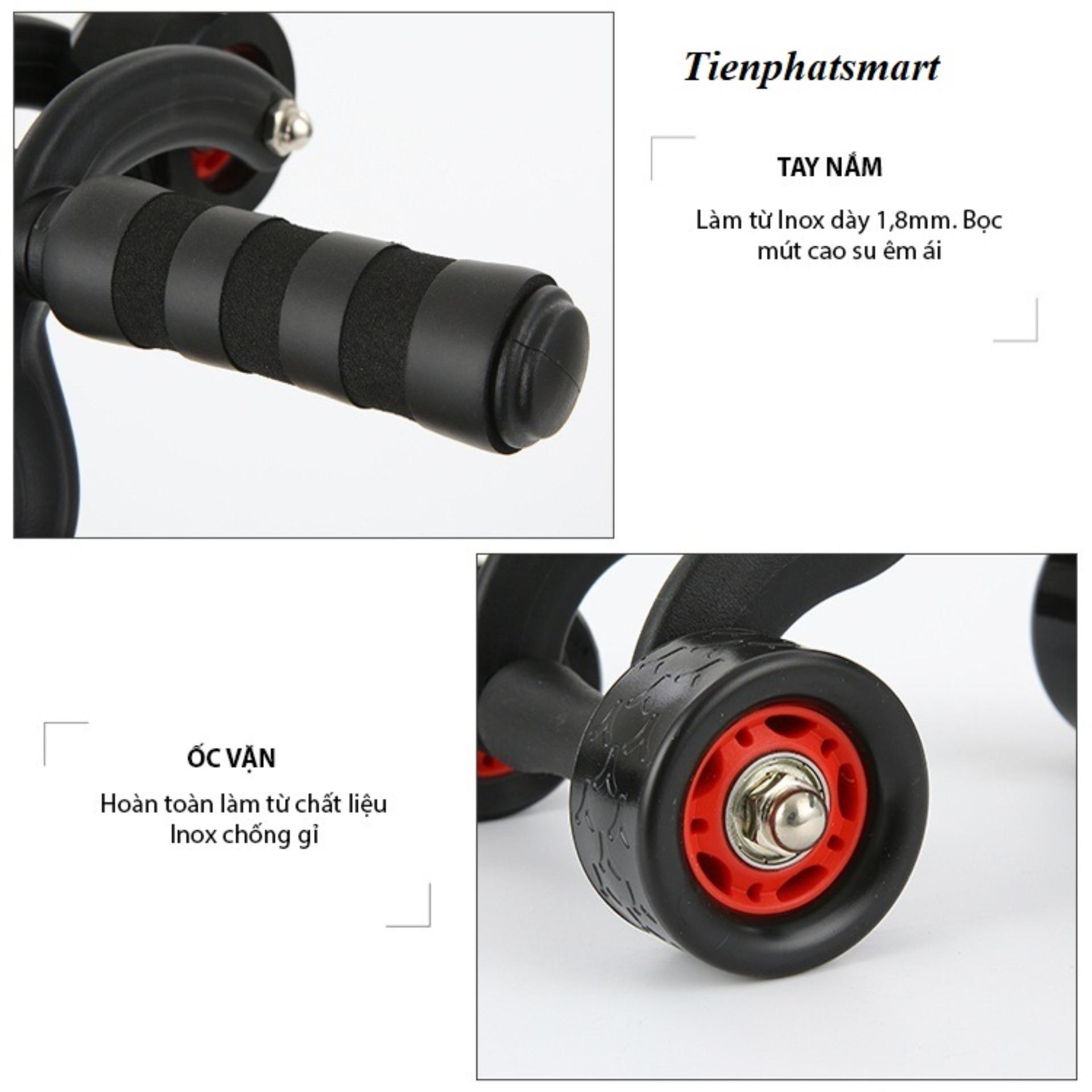 Con Lăn Tập Cơ Bụng 4 Bánh Xe (Tặng Thảm+ 01 Tấm Chặn)