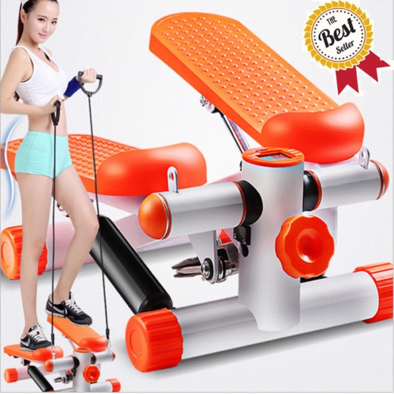 Máy chạy bộ tại chỗ mini stepper Cao cấp tặng dây kéo chạy bộ (đen phối trắng).