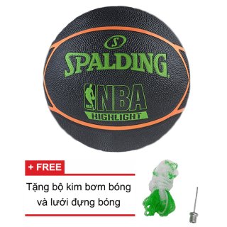 Quả bóng rổ Spalding NBA Highlight Series Outdoor Size 7 (Ngoài trời) + Tặng bộ kim bơm bóng và lưới đựng bóng thumbnail