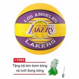 Quả bóng rổ Spalding NBA Team - Lakers Outdoor size7 + Tặng bộ kim bơm bóng và lưới đựng bóng