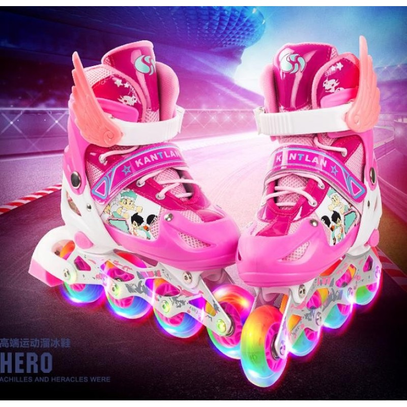 Phân phối Skates children full set of men and women roller skates adult skates roller skates adjustable flash 3-5-6-10 years old - intl