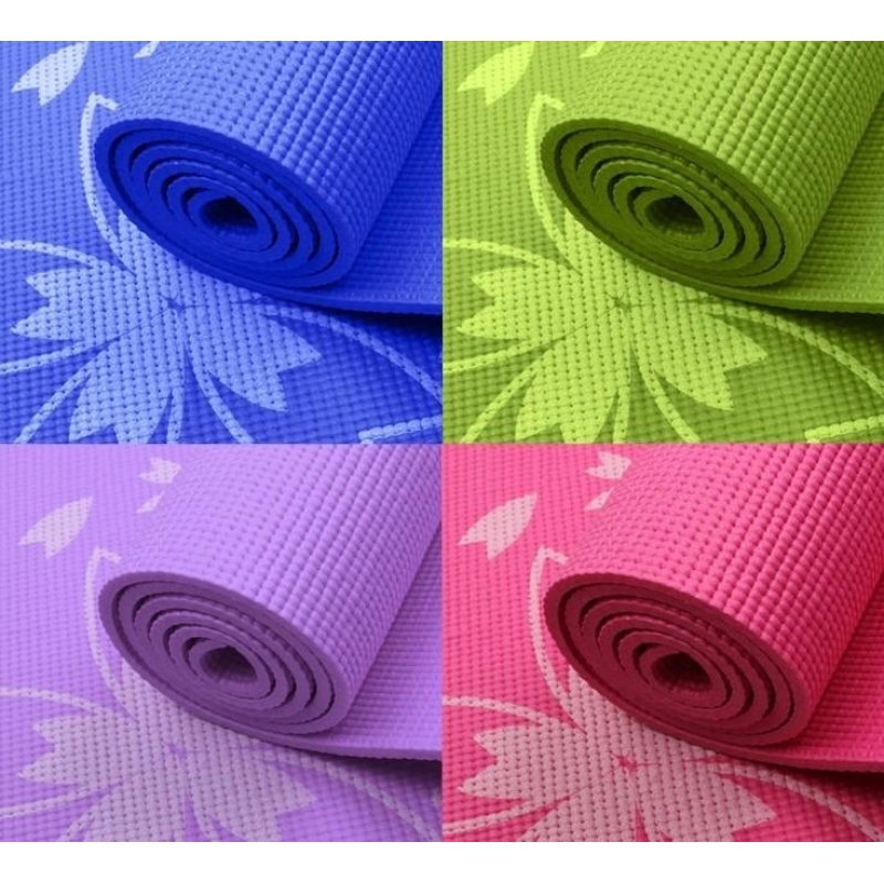 Thảm tập Gym và Yoga cao cấp hoa văn 6mm kèm túi đựng thảm (Xanh dương)