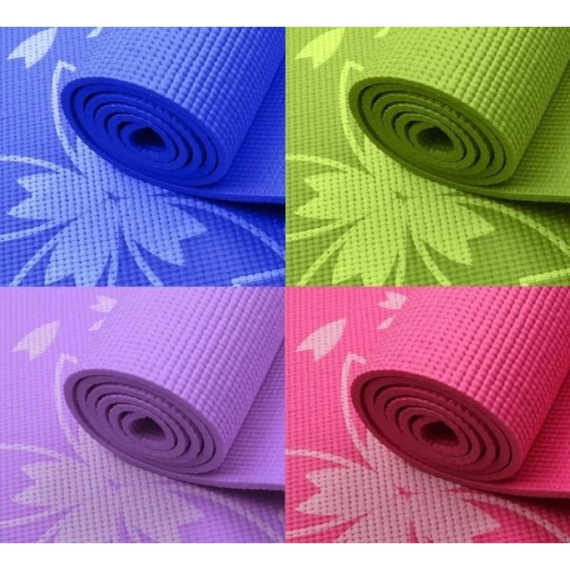 Thảm tập Yoga cao cấp hoa văn 6mm kèm túi đựng thảm (Xanh dương)