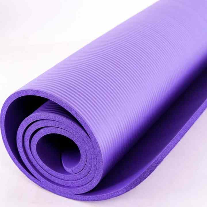 Thảm tập Yoga siêu bền loại dày 10mm TPE (Tím) có túi đựng + Tặng đèn led _Hàng nhập khẩu