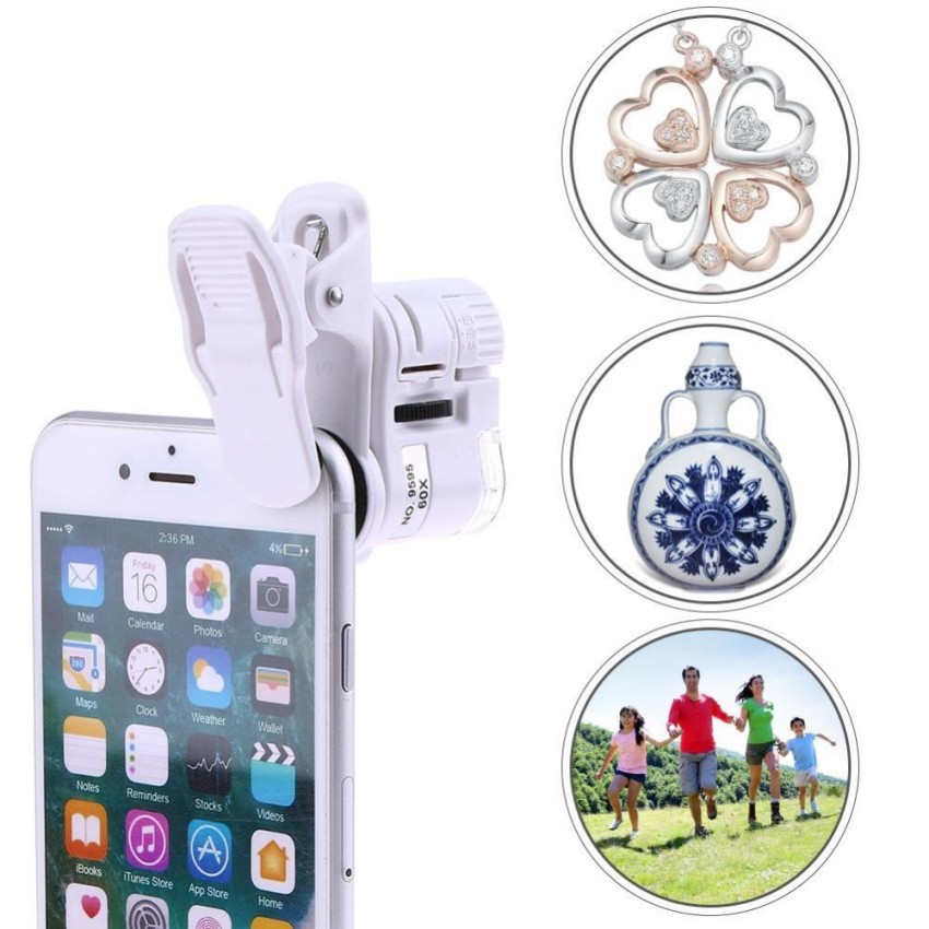 Universal 60X Phone Microscope Zoom Micro Camera Clip Lens w/ LED Light -  intl