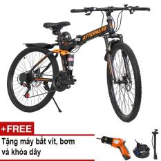 Xe đạp gấp địa hình AfterWard (Đen) + Tặng máy bắt vít, khóa chống trộm và bơm xe