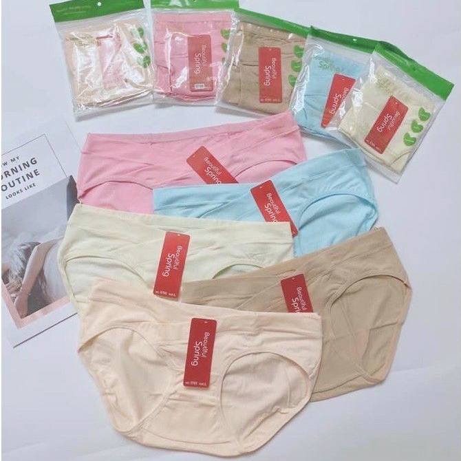 Combo 5 quần lót bầu cạp chéo cotton co giãn kháng khuẩn spring túi zip honey mommy đồ lót bầu