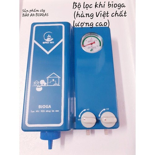 Bộ lọc khí biogas có đồng hồ đo áp suất bể chứa và 2 đầu ga ra